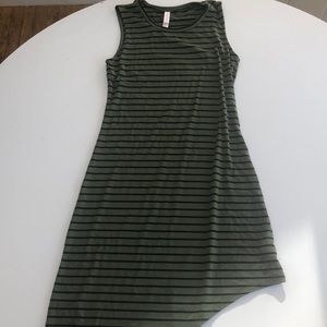 Green and black striped dress